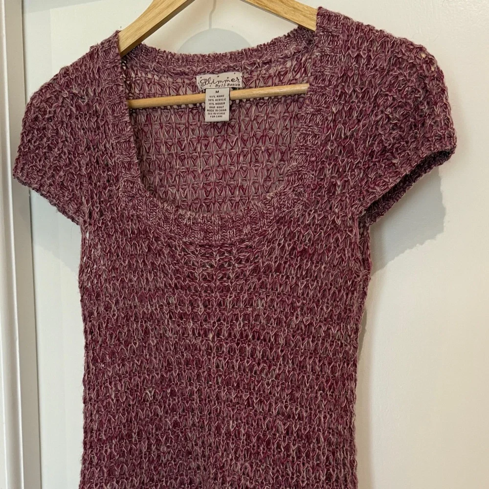 Purple Knit Short Sleeve Sweater Dress - Picture 3 of 6
